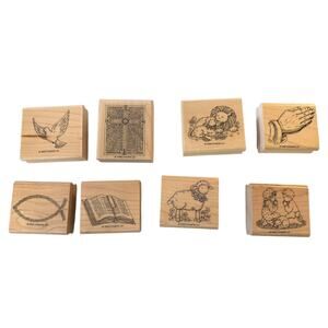 Stampin' Up! 1999 8 Religious Inspirational Images Cross Prayer Rubber Stamps